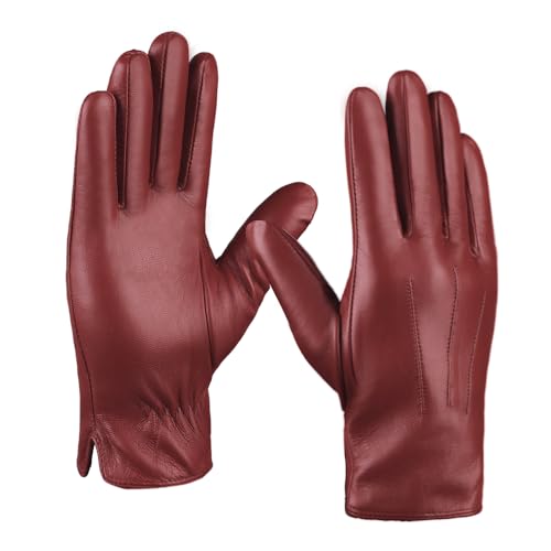 Luvas de inverno de couro para homem luvas de equitação de pele de ovelha macia com forro de caxemira quente