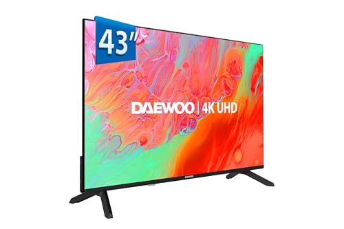 Daewoo 43DM65UV Smart TV 4K UHD de 43 polegadas, sem molduras, HDR10, áudio Dolby, compatível com assistente de voz Alexa e Google