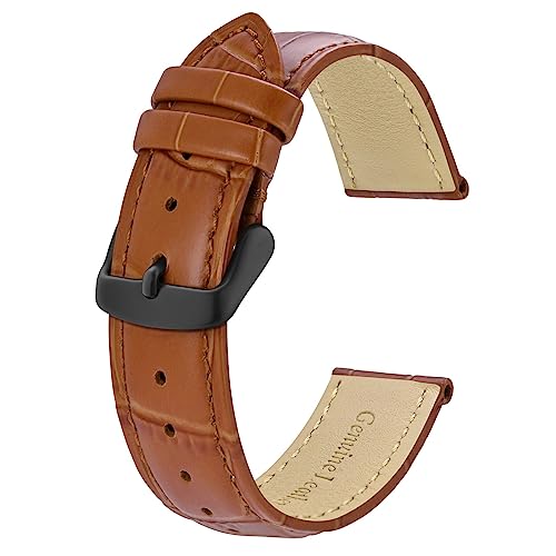 BISONSTRAP Correias de relógio, couro em relevo de crocodilo, largura da banda: 18 mm 20 mm 22 mm 24 mm