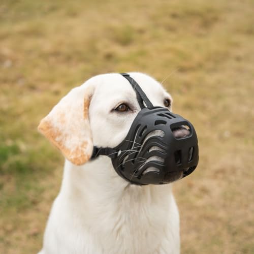 Diketone Bozal cão, bozales para cães grandes açaime de silicone para cães, cães podem sujar e beber, evitando morder, mastigar e latir (preto, M)