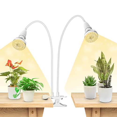 SANSI Candeeiro de plantas de 300 W, lâmpada LED cultivo de espectro completo com 2 cabeça ajustável, Grow Light with tecnologia cerâmica, luz de crescimento com clipe para estufas