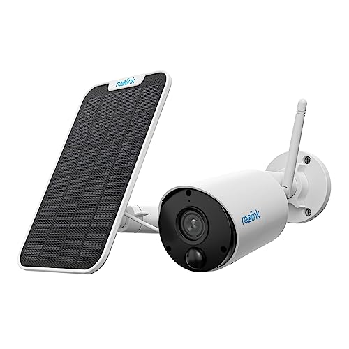 Reolink Câmara IP Argus Eco para exteriores, 100 % livre de cabos, 1080p HD, bateria recarregável/painel solar de segurança Wi-Fi com 2 vias de áudio para casa, segurança (anel solar incluído)