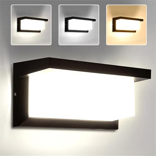 CANMEIJIA Aplique parede exterior 18 W candeeiro de parede LED impermeável IP65 luz de alumínio iluminação 3000 K 4000 K 6500 K ideal para jardins, garagens, portais