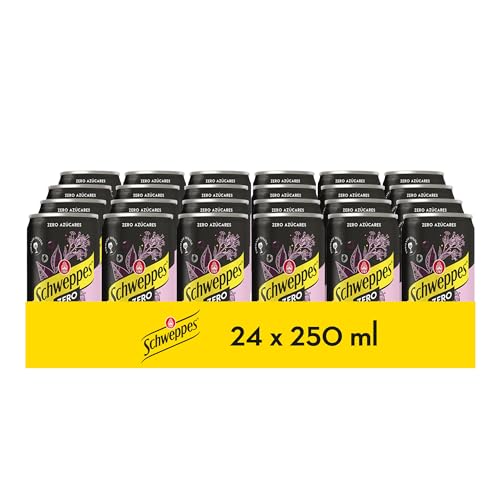 Schweppes Tónica Pink Zero, sem açúcar nem calorias, bebida refrescante - lata, pack 24 x 25 cl