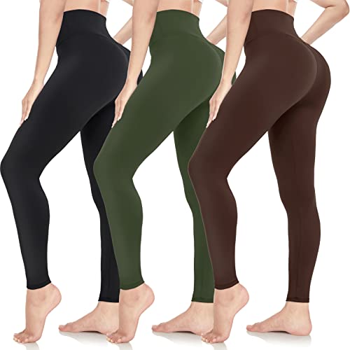 ACTINPUT Leggings mulher fitness calças elásticas push up desporto cintura alta calças desportivas leggings com controlo de abdómen, para corrida fitness ioga e pilates, embalagem de 3 unidades