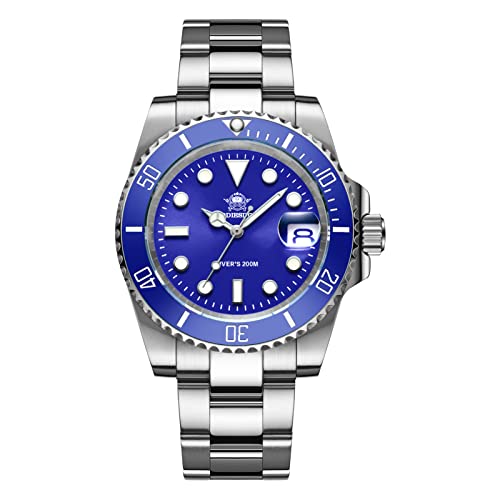 ADDIESDIVE 41 mm Relógio analógico de quartzo para homem 20 bar resistente à água aço inoxidável relógio de pulso para homem grande luminoso