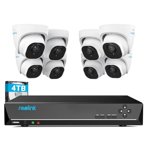 Reolink 16CH 4K PoE Kit câmaras de vigilância, 8 x 8 MP deteção de pessoas/veículos câmaras IP de segurança exterior, H.265 4K NVR com 4TB HDD, visão noturna, gravação 24/7, RLK16-800D88 12