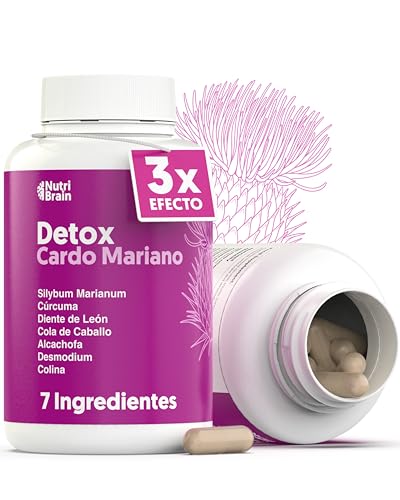 Cardo mariano 3X ação com açafrão, dente-de-leão, alcachofra, -de-cavalo, colina e desmodium | Depurativo DETOX para suporte hepático, diurético e digestivo, 155 capas.