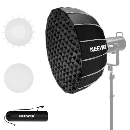 NEEWER 65 cm Softbox hexagonal parabólico, configuração rápida/guarda-chuva dobrável com Bowens Mount, prato de beleza/difusor / grade para CB200B CB60 MS60C compatível com Aputure Godox, NS65U