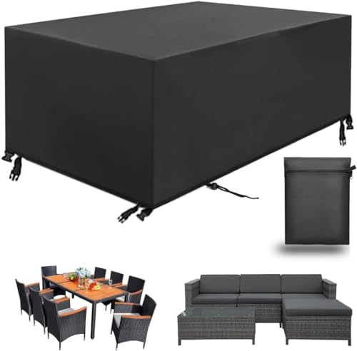 Capa para móveis de jardim, capas protetoras para conjuntos de móveis, anti-vento anti-UV para mesas cadeiras sofá exterior, capa de mesa de jardim quadrada (preto, 150 * 90 * 75 cm 420D)
