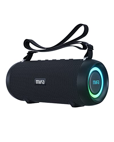 MIFA A90 Altifalante portátil Bluetooth sem fios impermeável RGB LED luz True Wireless Stereo 30 horas de reprodução, micro-SD, memória USB, jack 3,5 mm, carregamento tipo C, preto