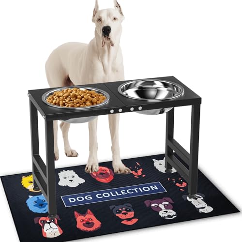 ADENGL Tigelas elevadas para cães grandes com tapete à prova de salpicos, suporte elevado para tigelas de comida e água para cães, comedouro para cães de 13,7 polegadas de altura para