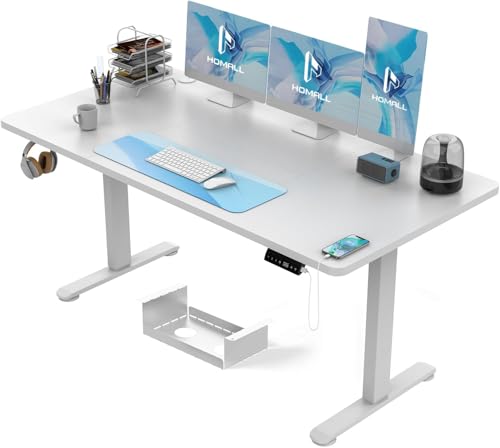 Homall 140 x 70 cm mesa ajustável em altura, mesa de pé com placa de quatro peças, mesa computador com função de memória