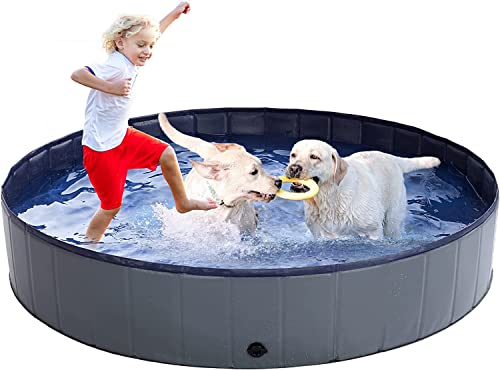 Dreamhigh® Piscina para cães grandes 120 x 30 cm, piscina para animais de estimação dobrável, PVC antiderrapante e resistente ao desgaste, piscina de cães portátil para interior / exterior
