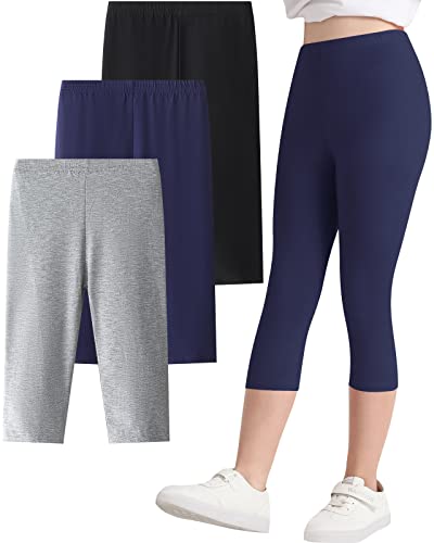 Adorel Leggins 3/4 Calções de verão para menina, conjunto de 3