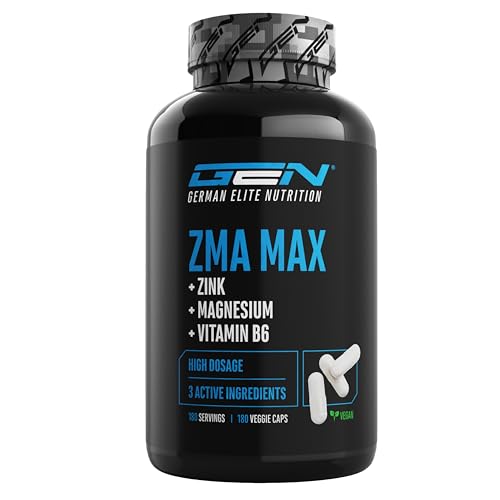 ZMA MAX - 180 cápsulas - doses extra altas - zinco magnésio vitamina B6 - Premium: Com 3 compostos de magnésio - Vegan