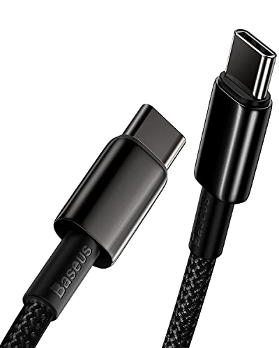 Baseus Cabo USB C a USB C de carregamento rápido de 100 W, 1 m cabo carregador tipo C PD 5A QC 4.0, nylon cabo USBC para telemóvel Android, MacBook Air/Pro, iPad Pro 12.9/11/Air/Mini, Samsung Galaxy