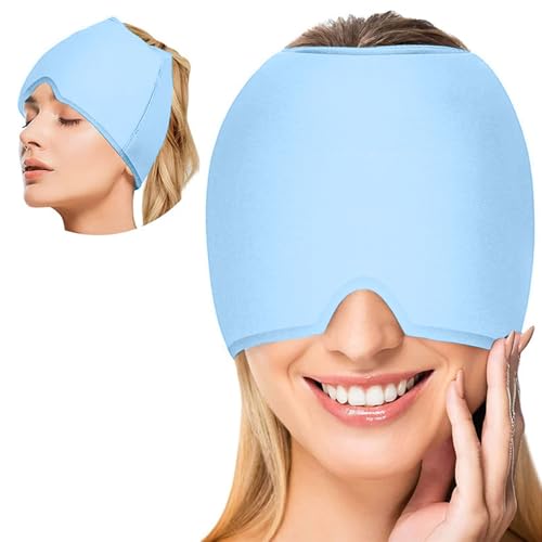 Enxa gorro de gel, enxa alívio gorro, gorro de gel para enxaquecas de alívio e gorro, gorro de enxa fria reutilizável de compressas frias e quentes