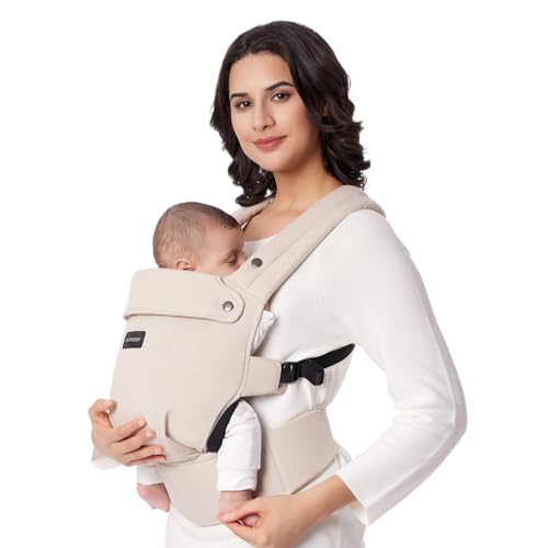 Suporte para bebés Momcozy - ergonómico, confortável e leve, para crianças de 3 a 20 kg, fácil de colocar, ideal para uma criação com as mãos livres, caqui