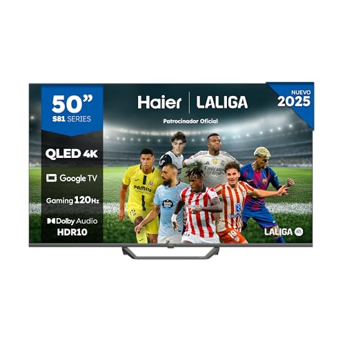 Haier QLED 4K UHD H50S81FUX 50", Smart TV, Google TV, Dolby áudio, HDR 10, Smart Remote Control, Google Assistant, Bluetooth 5.1, 120Hz Gaming, USB 2.0, DBX TV, HDMI 2.1 x 4, sem Molduras, 2 025