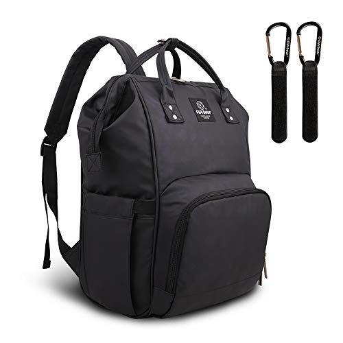 Pipibear Mochila fraldas impermeável bolsa trocador fresca mochila organizador de grande capacidade (preto)