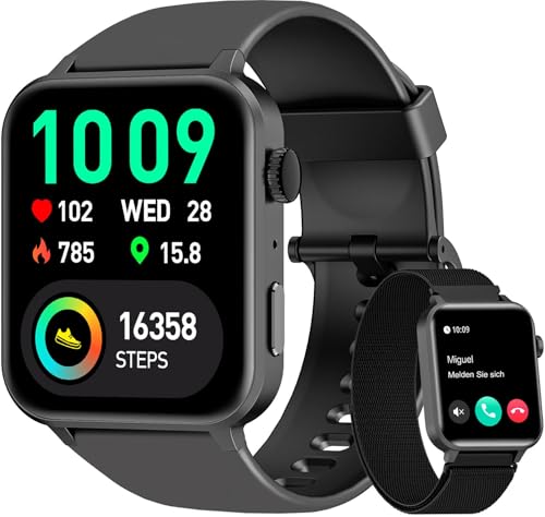 Blackview Relógio inteligente homem mulher, 1,85" Smartwatch com chamadas Bluetooth, oxímetro (SpO2)/pulso / monitor de sono/podómetro, 100 modos desportivos pulseira atividade para Android iOS