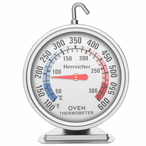 Herreicher Termómetro de forno de aço inoxidável simulado - mostrador grande, para fornos elétricos, a gás, assar, cozinhar, torrado