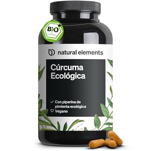 Curcuma ecológica com pimenta preta, 240 cápsulas, 2,900 mg de açafrão ecológico por dose diária, com curcumina e piperina, de alta dosagem, vegana – testada em laboratório
