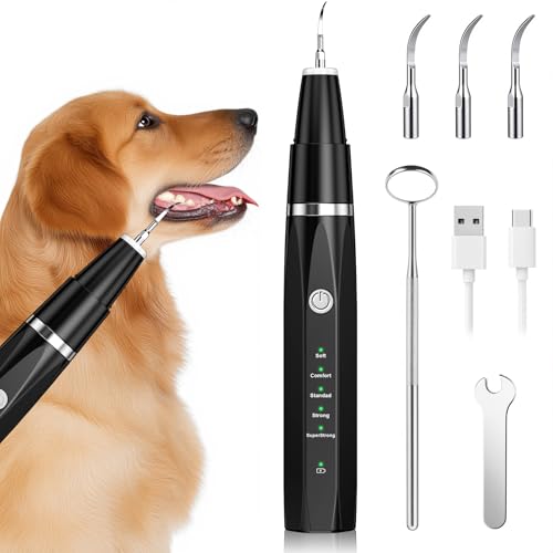 Kit de Limpieza de Dientes de Perro, Cepillo de Dientes Eléctrico Ultrasónico Para Mascotas, Cepillo de Dientes Para Cuidado Dental Para Perro y Gatos, Negro