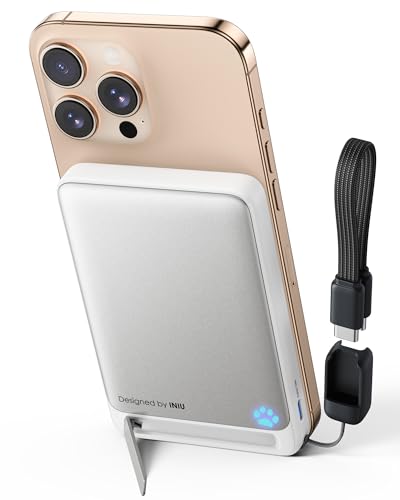 INIU Qi2 - Certificado bateria externa para Magsafe, 10000 mAh 30 W PD magnético Power Bank carregamento rápido, USB C in&out bateria portátil Powerbank para iPhone 12 13 14 15 16 Pro Max branco