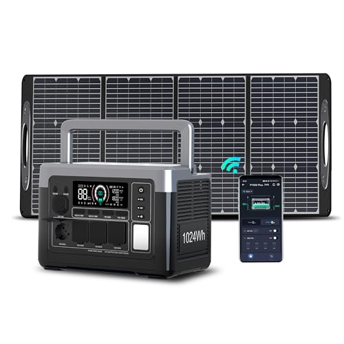 OUKITEL Gerador solar portátil P1000 Plus com painel solar de 100 W, bateria LiFePO4 de 1024 Wh, gerador solar de 1800 W, 0-80 % em 45 min. Ideal para campismo, autocaravanas e cortes de energia