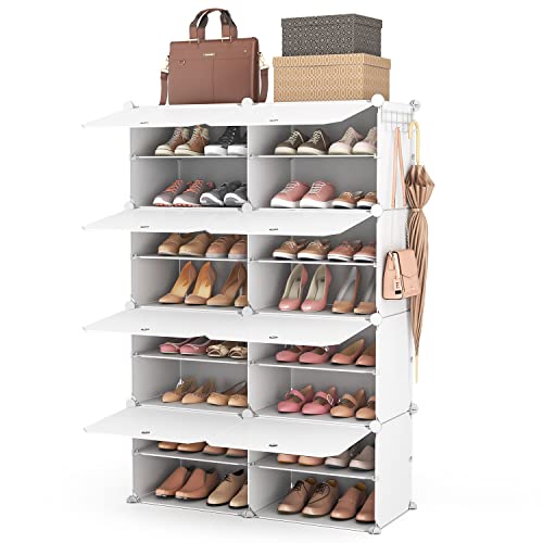 Vicye Sapateira móvel de plástico, 8 níveis, 32 pares de sapateiros, organizador portátil, sapato que economiza espaço, para armário, entrada, quarto, corredor (branco, 2 x 8)