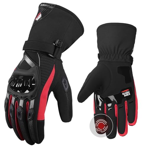 KEMIMOTO Luvas de mota inverno, impermeáveis de maneira eficiente luvas mota homem homologadas proteção multicamada preservada calor ecrã tátil, desportos ao ar livre esqui motociclismo