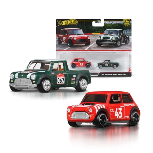 Hot Wheels Premium Car Culture Pack com dois veículos em escala 1:64, casais únicos, pneus Real Riders, chassis de metal/metal, brinquedo para colecionadores, JBK97