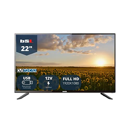 TV de 22" BSL-22112V | LED | com USB leitor multimédia | TDT2 (DVBT2)| Conector HDMI | 1366 x 768 | classe de eficiência energética F | Alimentação 12 v e 220 v
