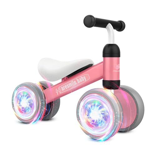 Bicicleta sem pedais com rodas luzes LED para bebés de 1 ano - Aresmile Baby - corredores bebé de 10 a 24 meses - bicicleta infantil a partir de 1 ano, rodas LED (rosa)