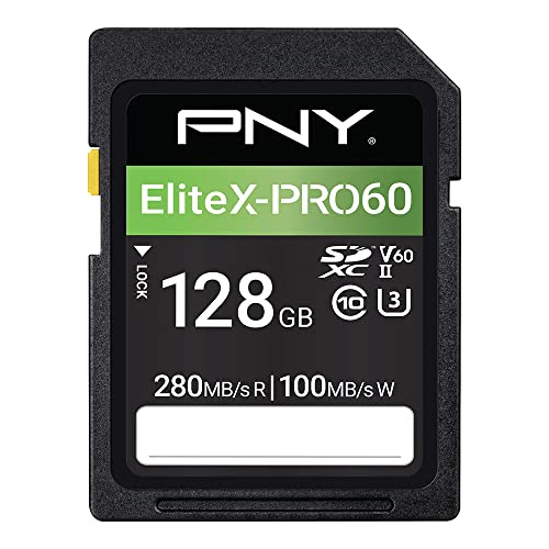 PNY Cartão de memória SDXC 128GB EliteX-PRO60 Class 10 U3 V60 UHS-II