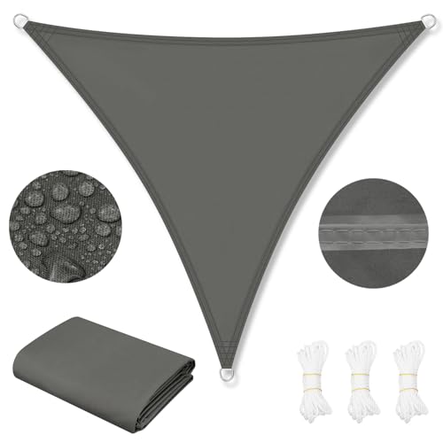 WOLTU Toldo solar, impermeável, 5 x 7 x 7 m, poliéster, 200 g/m², toldo à prova de vento e proteção contra raios UV, toldo exterior para jardim, pátio, piscina, cinzento escuro