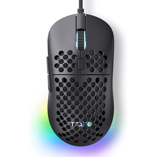 Dierya × TMKB M1SE, Rato Gaming com cabo dpi 12800, 6 botões programáveis Mouse, RGB personalizável, rato ergonómico PC computador - preto