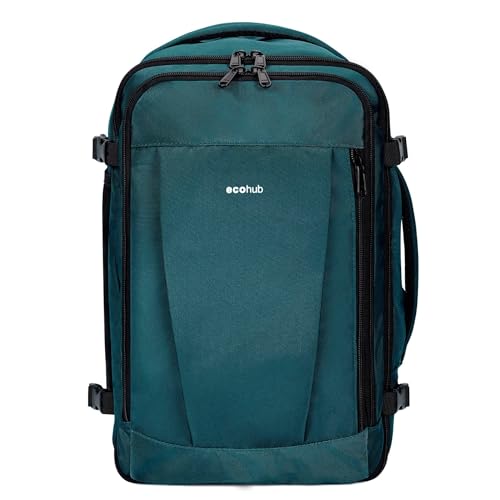 ECOHUB Mochila viagem cabine avião 40 x 20 x 25 Ryanair 13 compartimentos mochila de viagem mochila avião mulher malas debaixo do assento bagagem de mão mochila avião homem 20 L, patenteado (azul