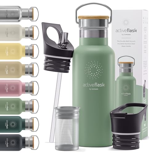 Garrafa de água térmica ATIVE FLASK palha (3 tamanhos) sem BPA, 1 l e 500 ml, frasco térmico de aço inoxidável isolamento a vácuo, pantimplora isolada bicicleta desporto quente frio café chá