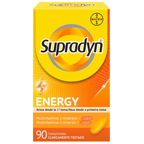 Supradyn - Multivitaminas, Energy, 90 comprimidos, fornecimento de 3 meses, complexo vitamina B12, B6, coenzima q10, sem glúten e sem lactose, unissexo