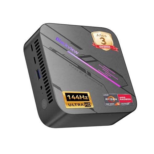 Blackview MP100 Ryzen 7430U Mini PC, PC para 3X 4K a 144Hz, AMD Radeon, 16 GB de RAM, 512 GB PCIE 3.0, Win 11 Pro, Wi-Fi 6/BT 5,2, 3 anos de garantia, mini PC para escritório, casa e juro egos