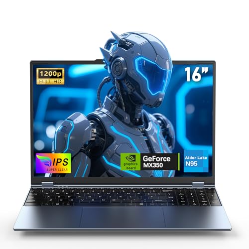 FUNYET Portátil gaming de 16 polegadas, gráficos discretos GeForce MX350, processador de notebook N95 (até 3,4 Ghz), 32 GB RAM 1TB SSD, FHD 1920 x 1080, teclado retroiluminado computador portátil