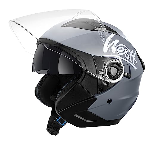 Westt Jet Capacete mota homem mulher capacete de mota com viseira dupla capacete capacete Jet Scooter Trail, certificado ECE Dot, tamanhos S-XL