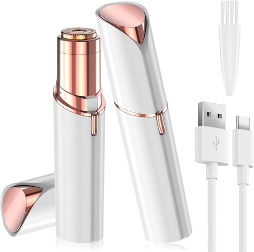 Vexloria Depiladora facial mulher, elétrica depiladora sobrancelhas portátil, USB recarregável com cabeça de substituição e luz LED, máquina de barbear elétrica para mulher sem dor para rosto nariz