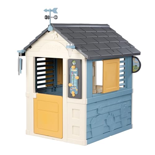 Smoby - Casa 4 estações - para aprender sobre as estações, carrilhão de vento, velete, pluviómetro e painel didático, a partir de 2 anos, medidas: 102,7 x 121,8 x 143,4 cm (7600810731)