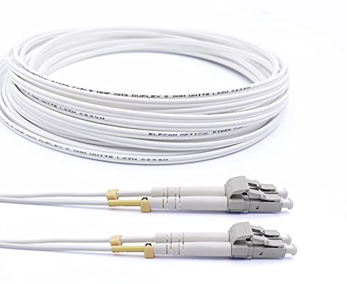 Elfcam® - Cabo de fibra ótica LC/UPC para LC/UPC OM3 Multimodo Duplex 50/125um LSZH, branco, 10 metros