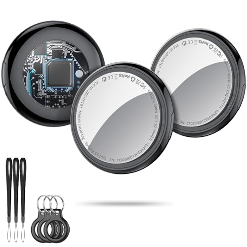 Smart Air Tracker Tag 3 Pack preto, localizador de objetos Bluetooth funciona com a procura da Apple (apenas iOS, Android não compatível), localizador para chaves, malas, bagagem. Bateria substituível