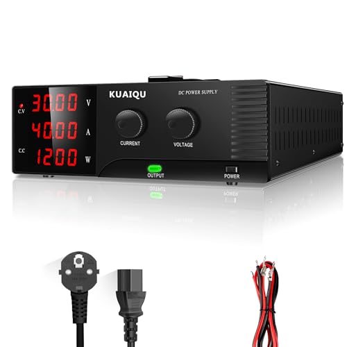 KUAIQU Fonte de alimentação regulável 30 V 40 A 1200 W de alta potência alimentação de laboratório com interruptor de saída/carregador fonte de alimentação de banco para carregar baterias 6 V / 12 V /